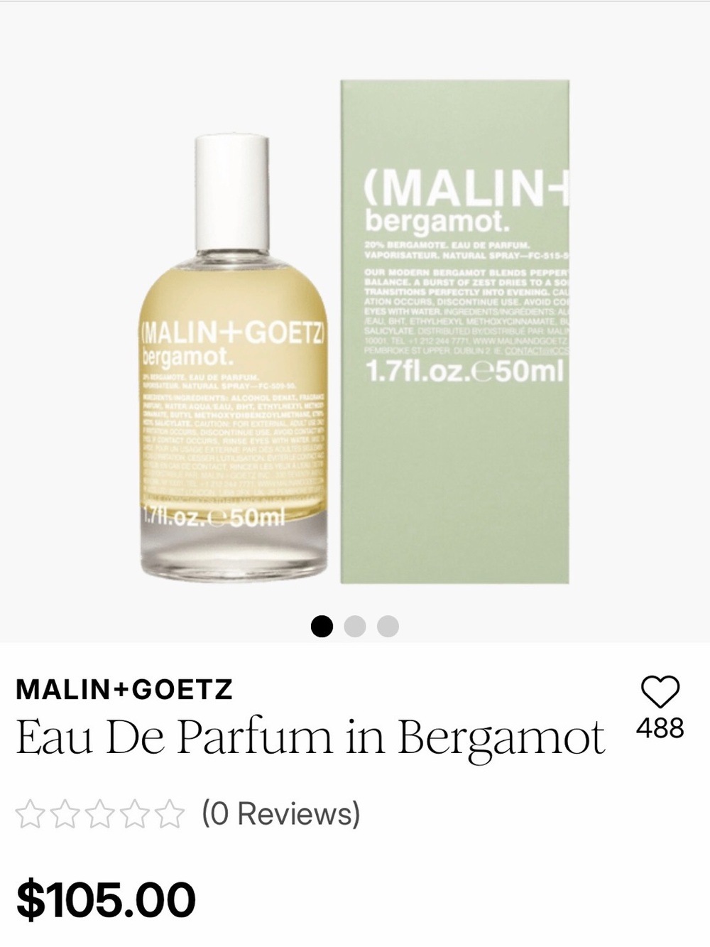 New MALIN+GOETZ
Eau De Partum in Bergamot
